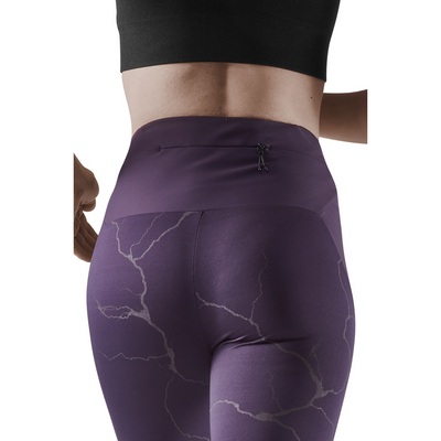 Reflective Tights, Women, Purple, Back Close-up Detail