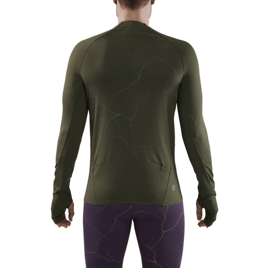 Camisa reflectante de manga larga, hombre, verde oscuro, modelo vista de espaldas
