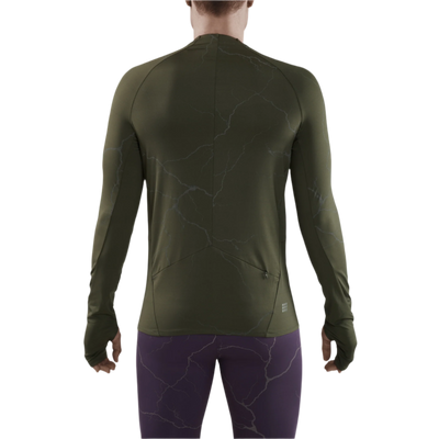 Reflective Long Sleeve Shirt, Men, Dark Green, Back View Model