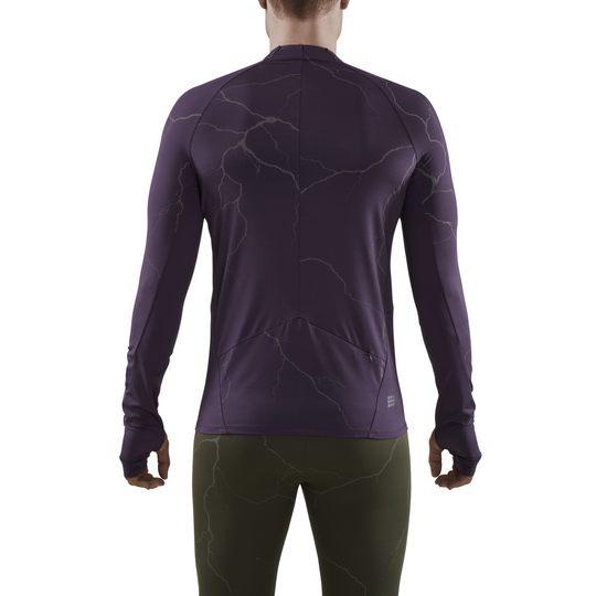 Reflective Long Sleeve Shirt, Men, Purple, Back View Model