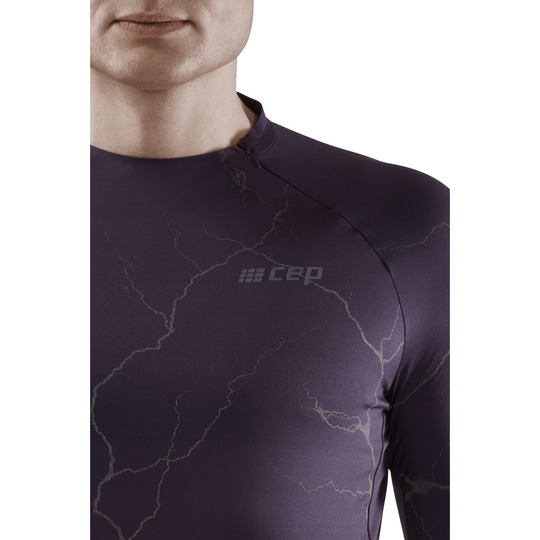 Reflective Long Sleeve Shirt, Men, Purple, Close-up Detail