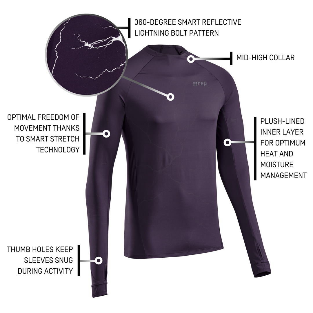 Reflective Long Sleeve Shirt, Men, Purple, Details