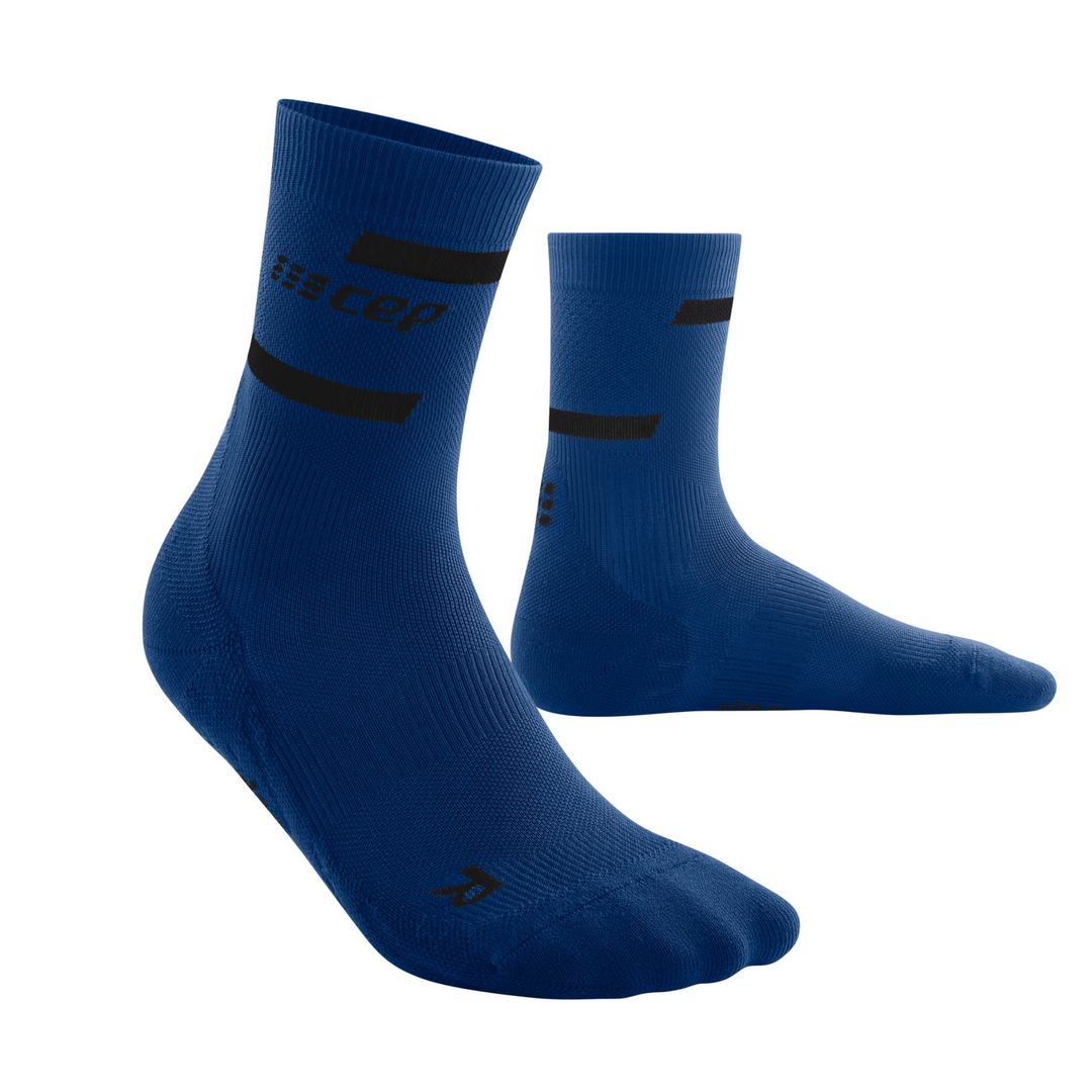 The Run Compression Mid Cut Socks 4.0, Women, Blue/Black, Front View