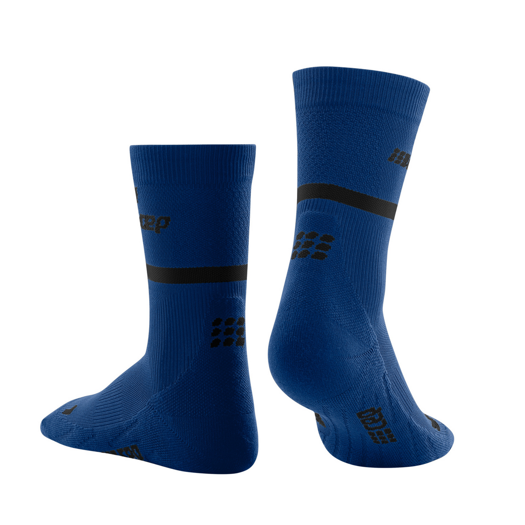 The run calcetines de compresión media caña 4.0, mujeres, azul/negro, vista posterior