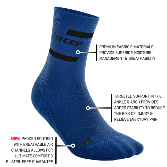 The Run Compression Mid Cut Socks 4.0, Women, Blue/Black, Detail