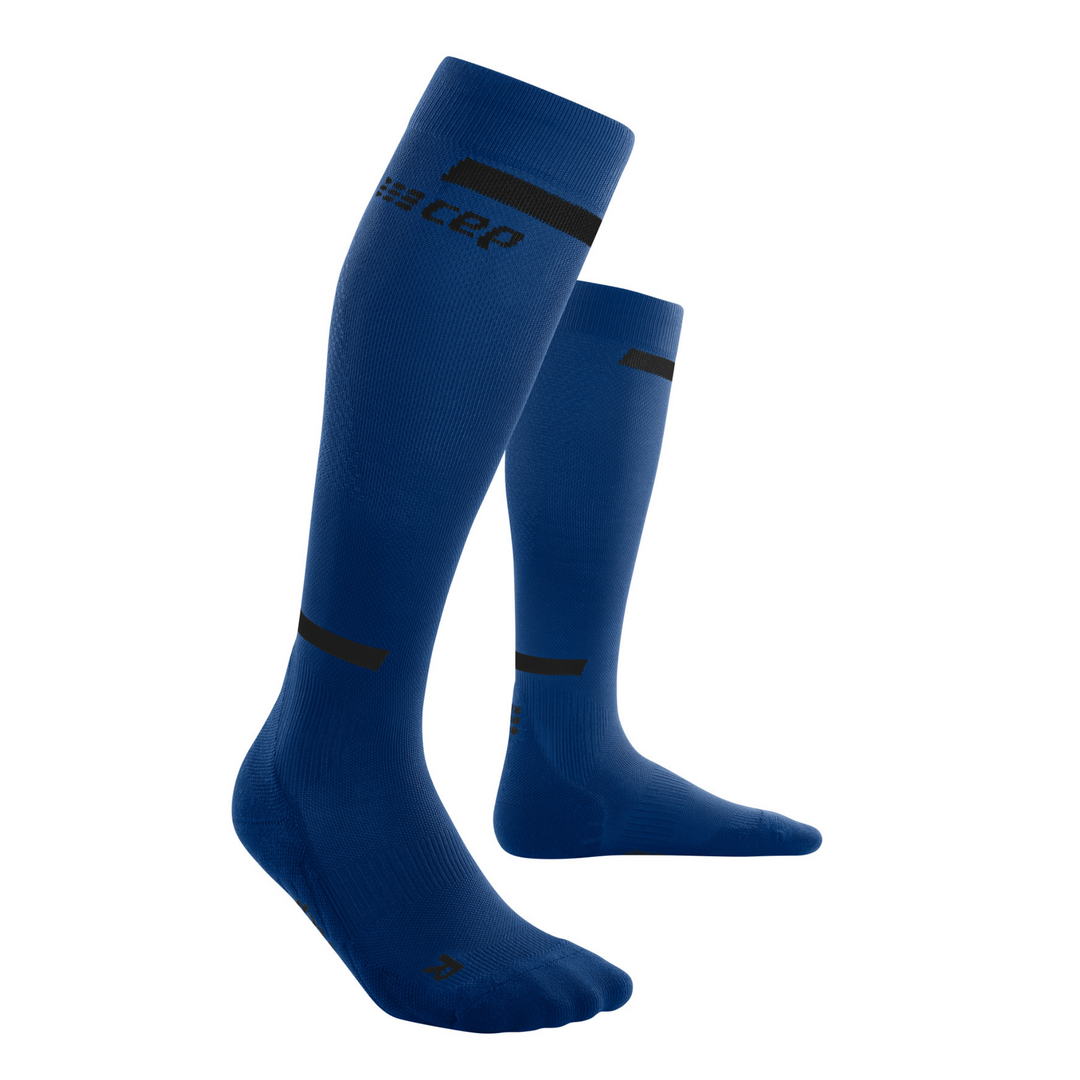 Calcetines altos de compresión The run 4.0, mujeres, azul/negro, vista frontal