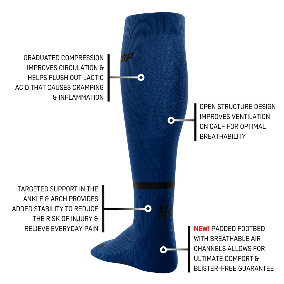 The run compresión calcetines altos 4.0, mujeres, azul/negro, detalle