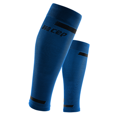 The Run Compression Calf Sleeves 4.0, Men, Blue, Front View