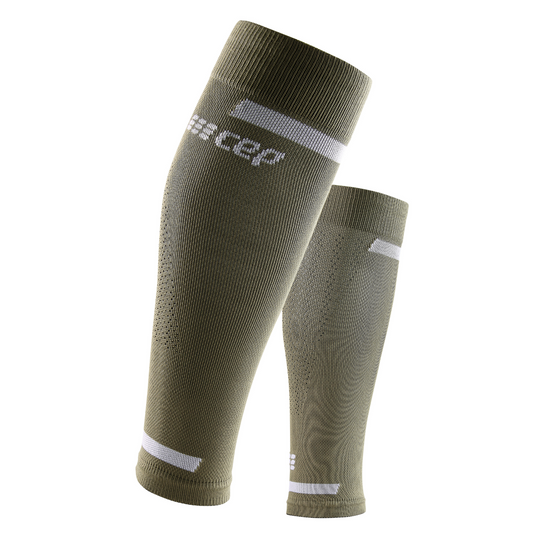 The Run Compression Calf Sleeves 4.0, Men, Olive, Front View