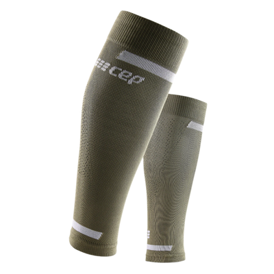 The Run Compression Calf Sleeves 4.0, Women, Olive, Front View