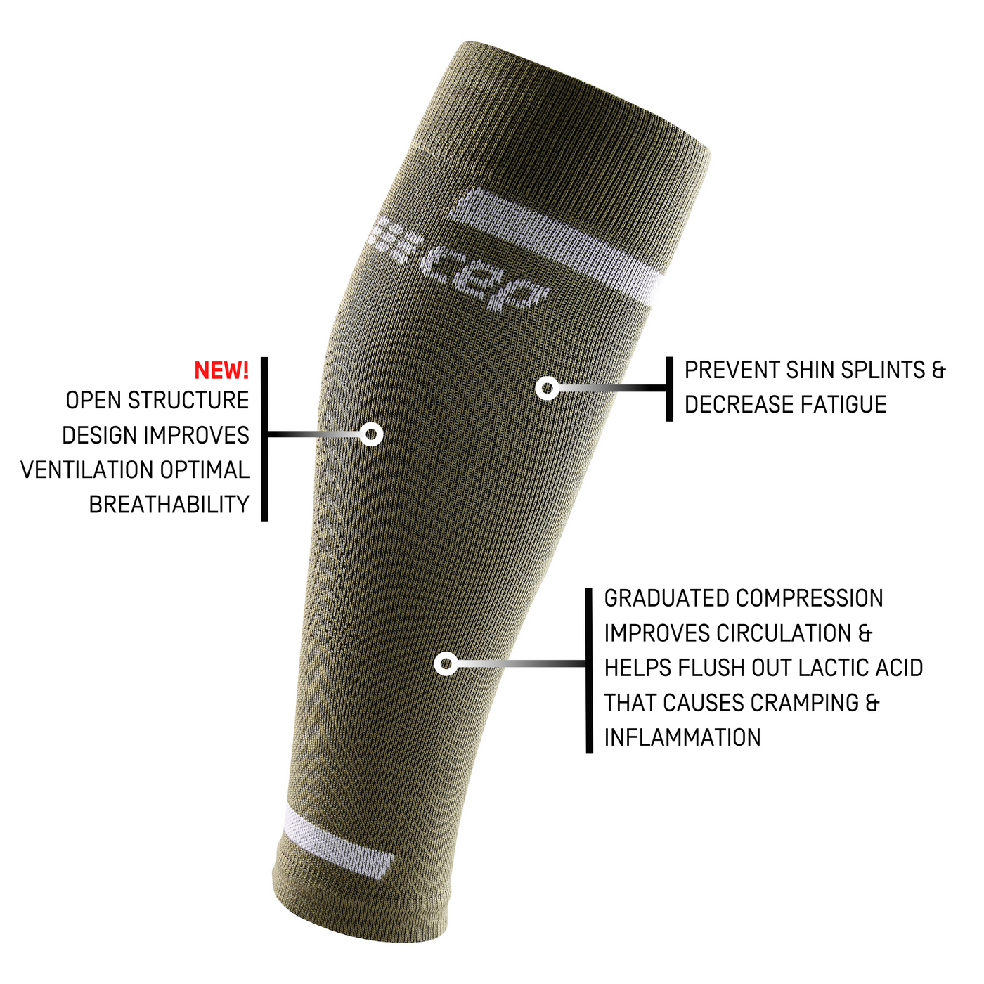 The Run Compression Calf Sleeves 4.0, Women, Olive, Detail