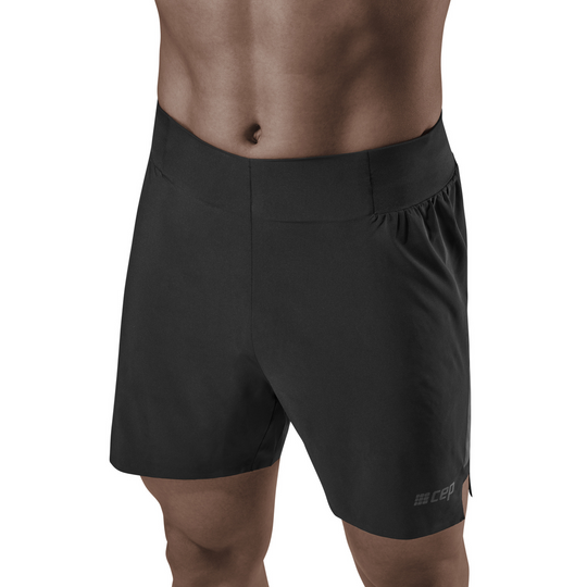 Shorts Run Loose Fit, masculino, preto, modelo com vista frontal