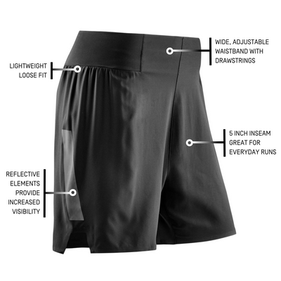 Run Loose Fit Shorts, Women, Black, Detail