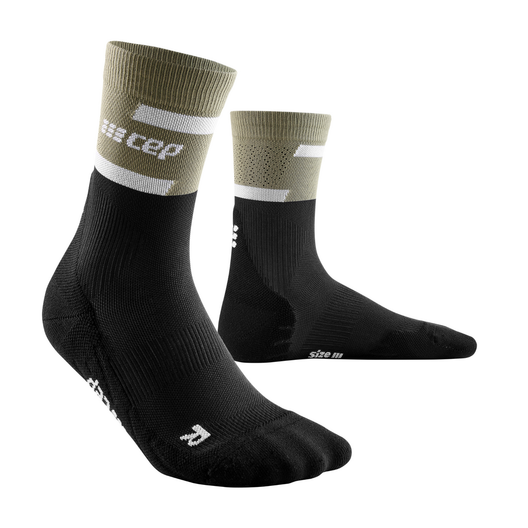 The Run Compression Mid Cut Socks 4.0, Men, Olive, Front View