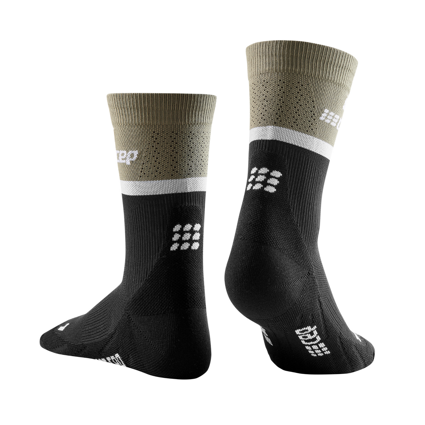 The Run Compression Mid Cut Socks 4.0, Women, Olive/Black, Back View