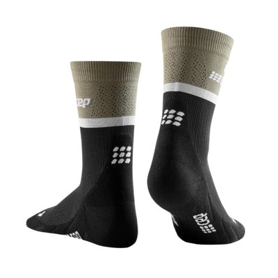 The Run Compression Mid Cut Socks 4.0, Women, Olive/Black, Back View