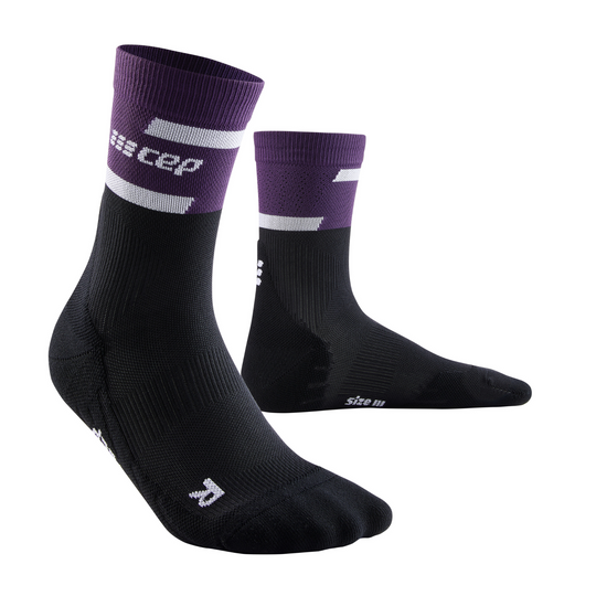 The Run Compression Mid Cut Socks 4.0, Women, Violet/Black, Front View