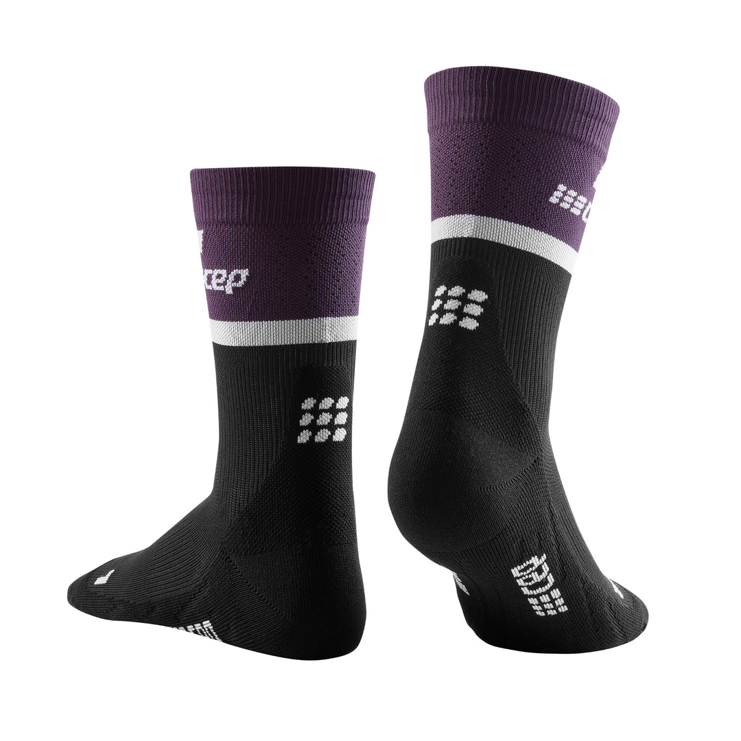 The run calcetines de compresión media caña 4.0, mujer, violeta/negro, vista posterior