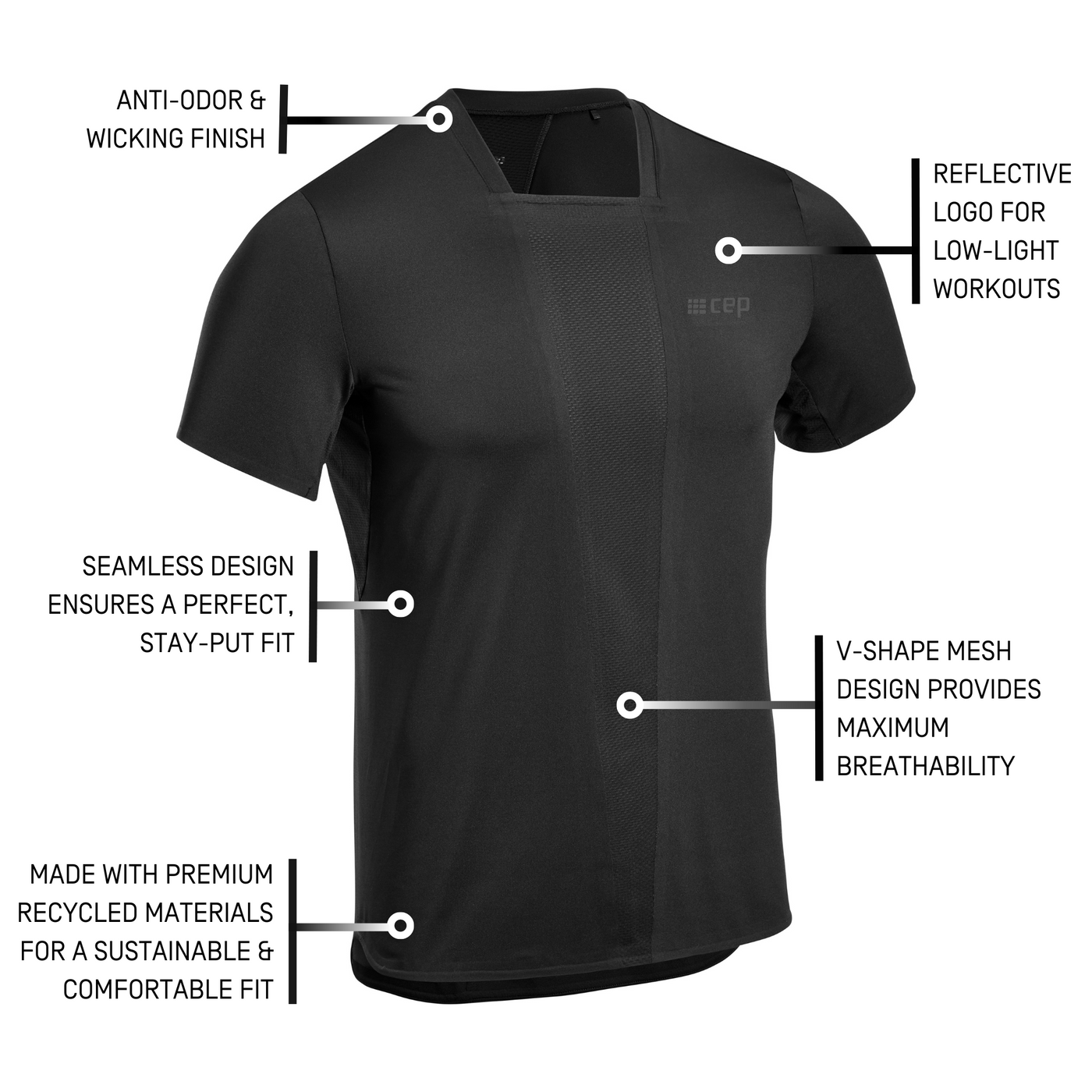 Run Short Sleeve Shirt 4.0, Men, Black, Details 2