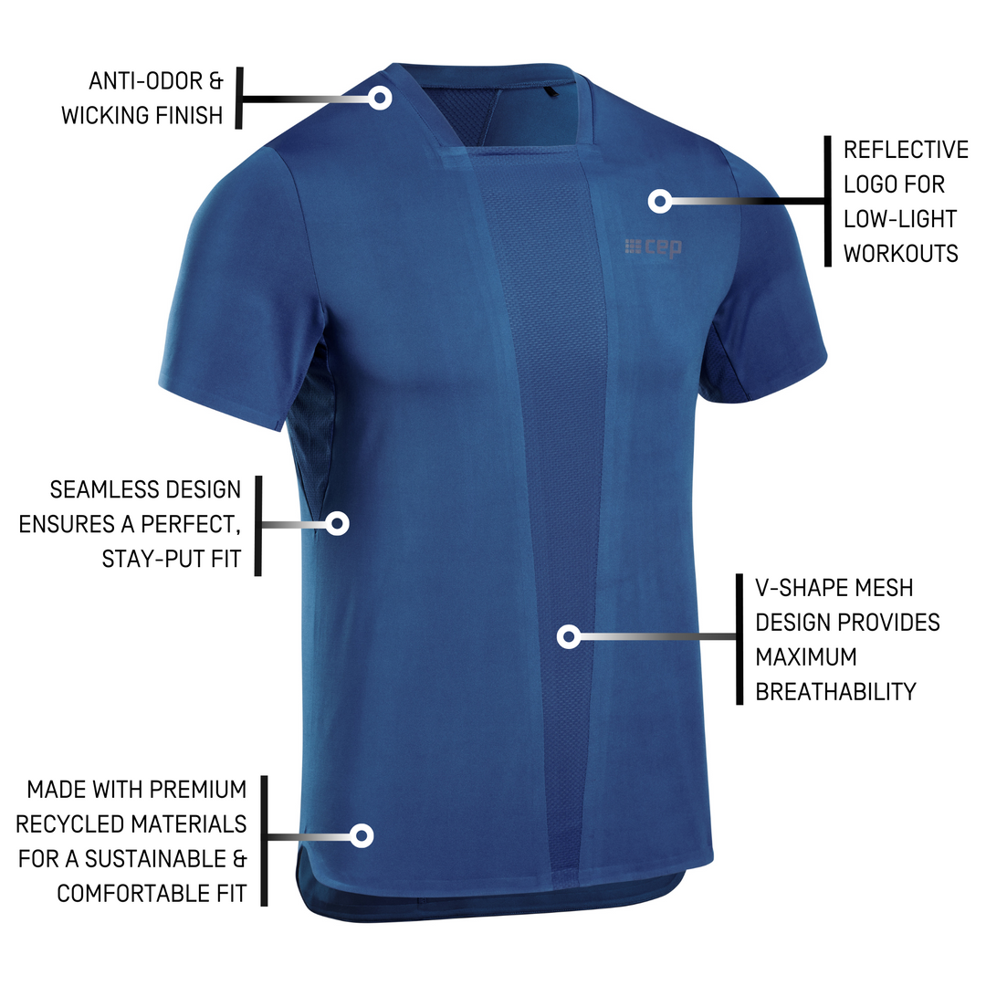 Run Short Sleeve Shirt 4.0, Men, Royal Blue, Details 2