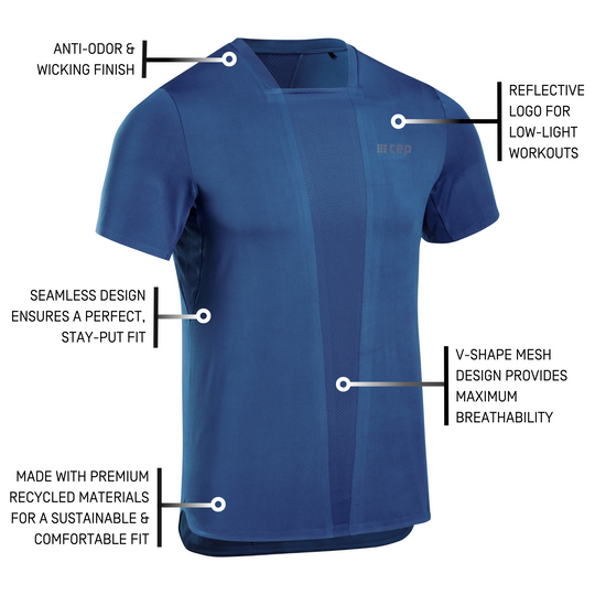 Run Short Sleeve Shirt 4.0, Men, Royal Blue, Details 2