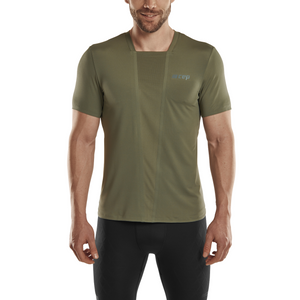 Run camisa de manga curta 4.0, homem, verde-oliva