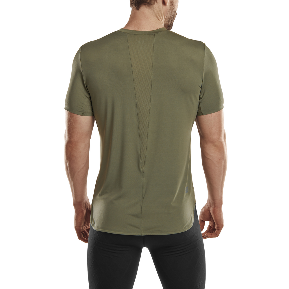 Camisa de manga corta Run 4.0, hombre, verde oliva, modelo vista trasera