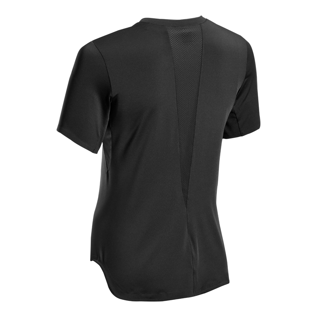 Camisa run manga curta 4.0, feminina, preta, detalhe nas costas