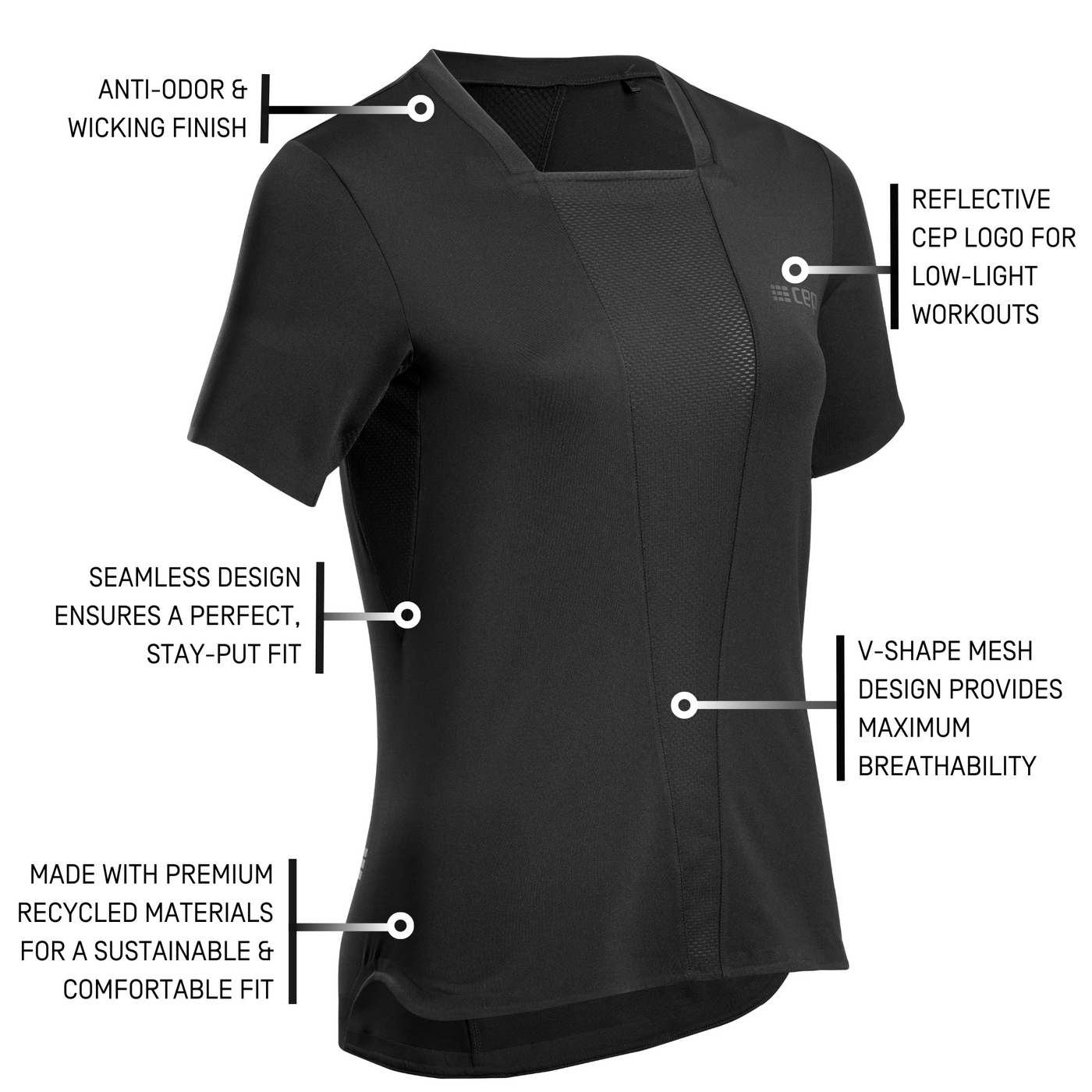 Run Short Sleeve Shirt 4.0, Women, Black, Details 2