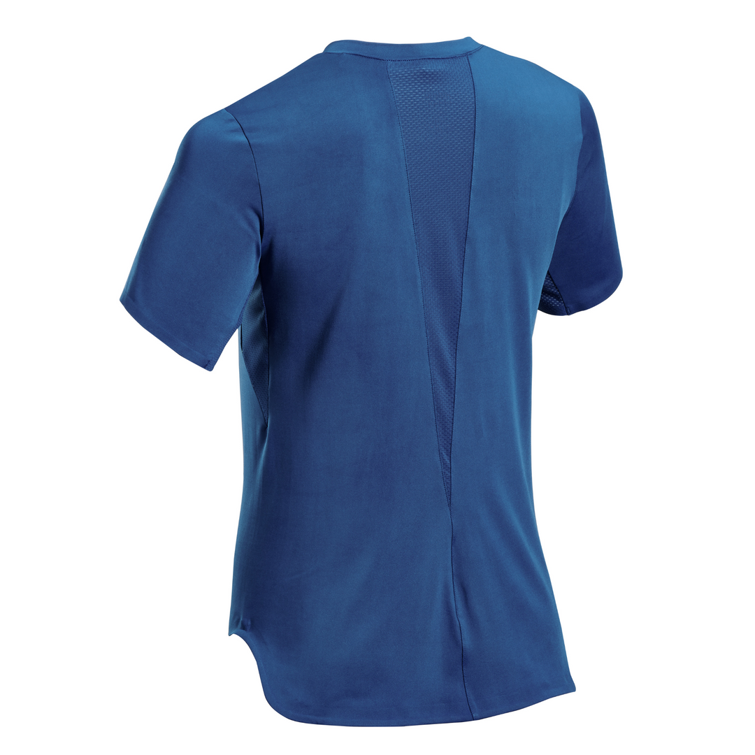 Camisa run manga curta 4.0, feminina, azul royal, vista traseira