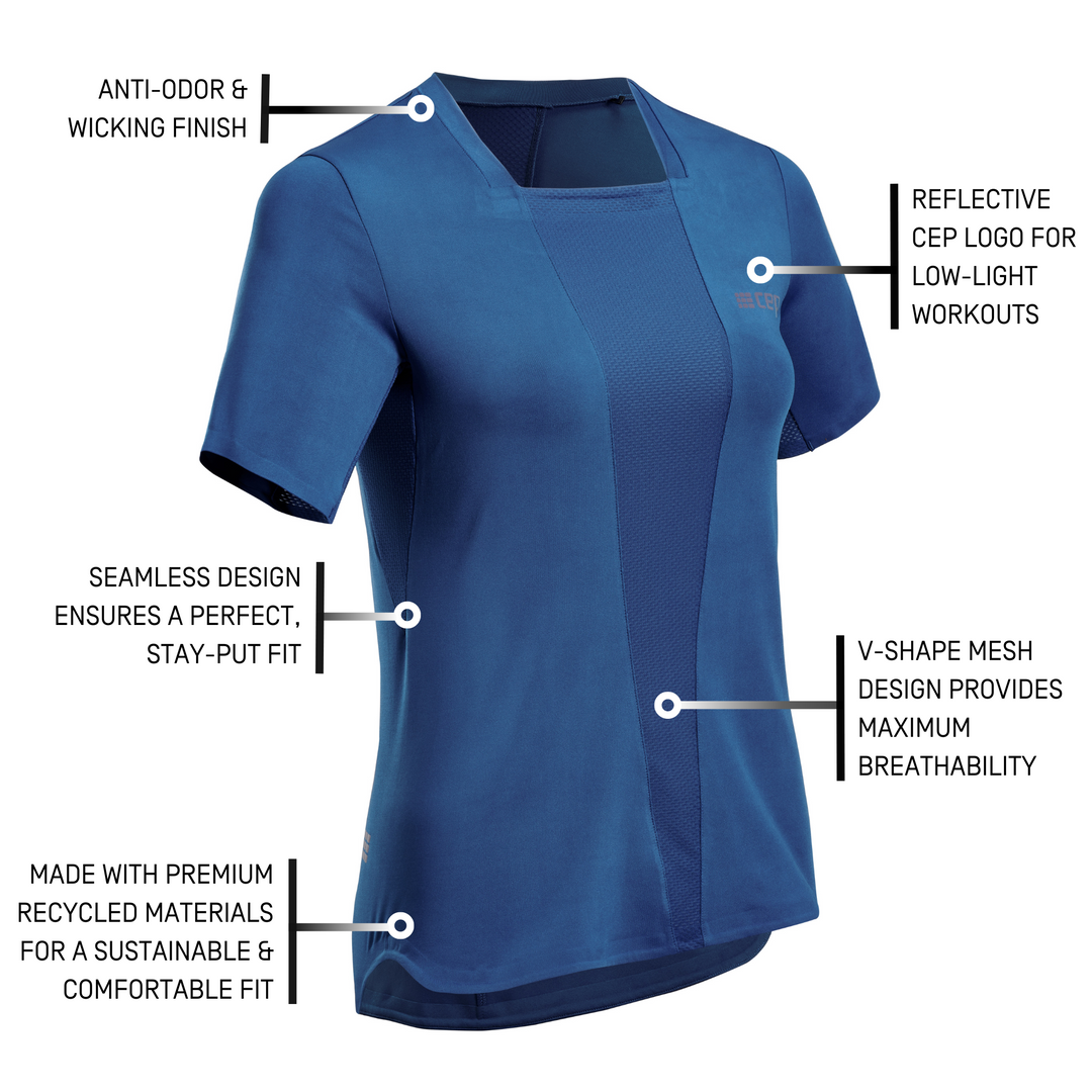 Run Short Sleeve Shirt 4.0, Women, Royal Blue, Details 2