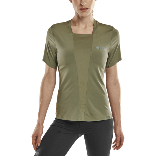 Camisa Run manga curta 4.0, mulher, verde oliva