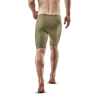 The Run Support Shorts, Men, Olive, Back View Model