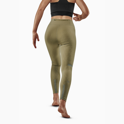 The Run Support Tights, Women, Olive, Back View Model