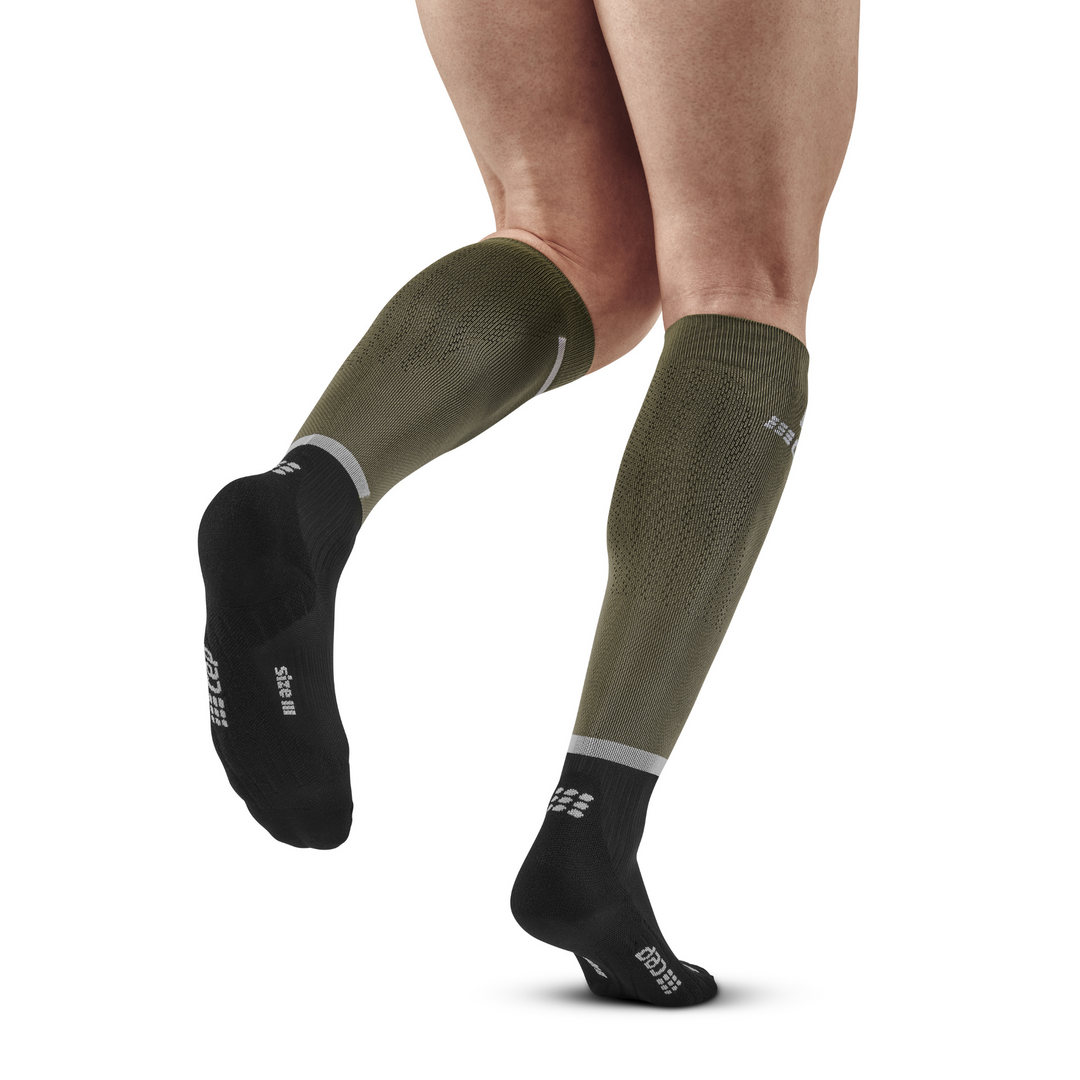 The Run Compression Tall Socks 4.0, Men, Olive/Black, Back View Model