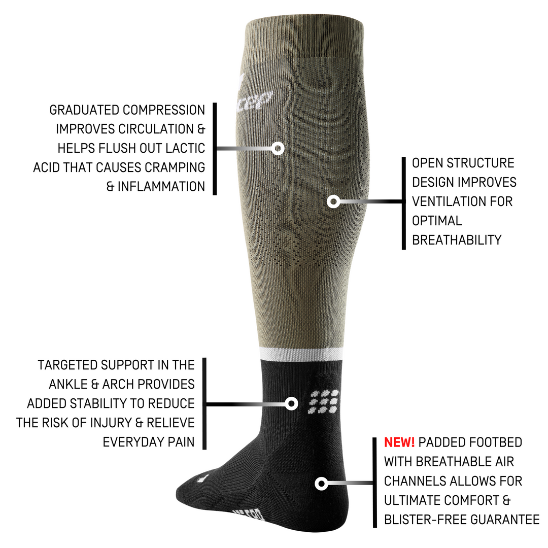 The Run Compression Tall Socks 4.0, Men, Olive/Black, Detail