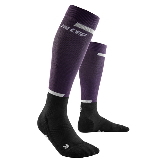 Calcetines altos de compresión The run 4.0, mujer, violeta/negro, vista frontal