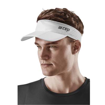 Run Visor, White, Front View Model, Men
