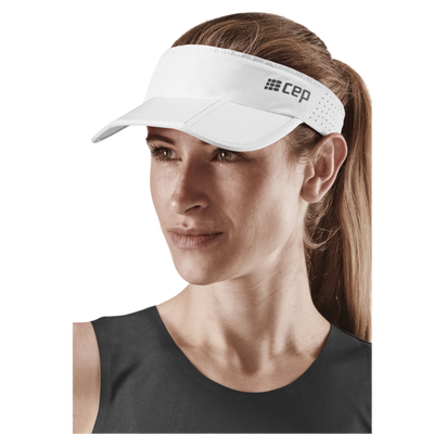 Run Visor, White, Front View Model, Women