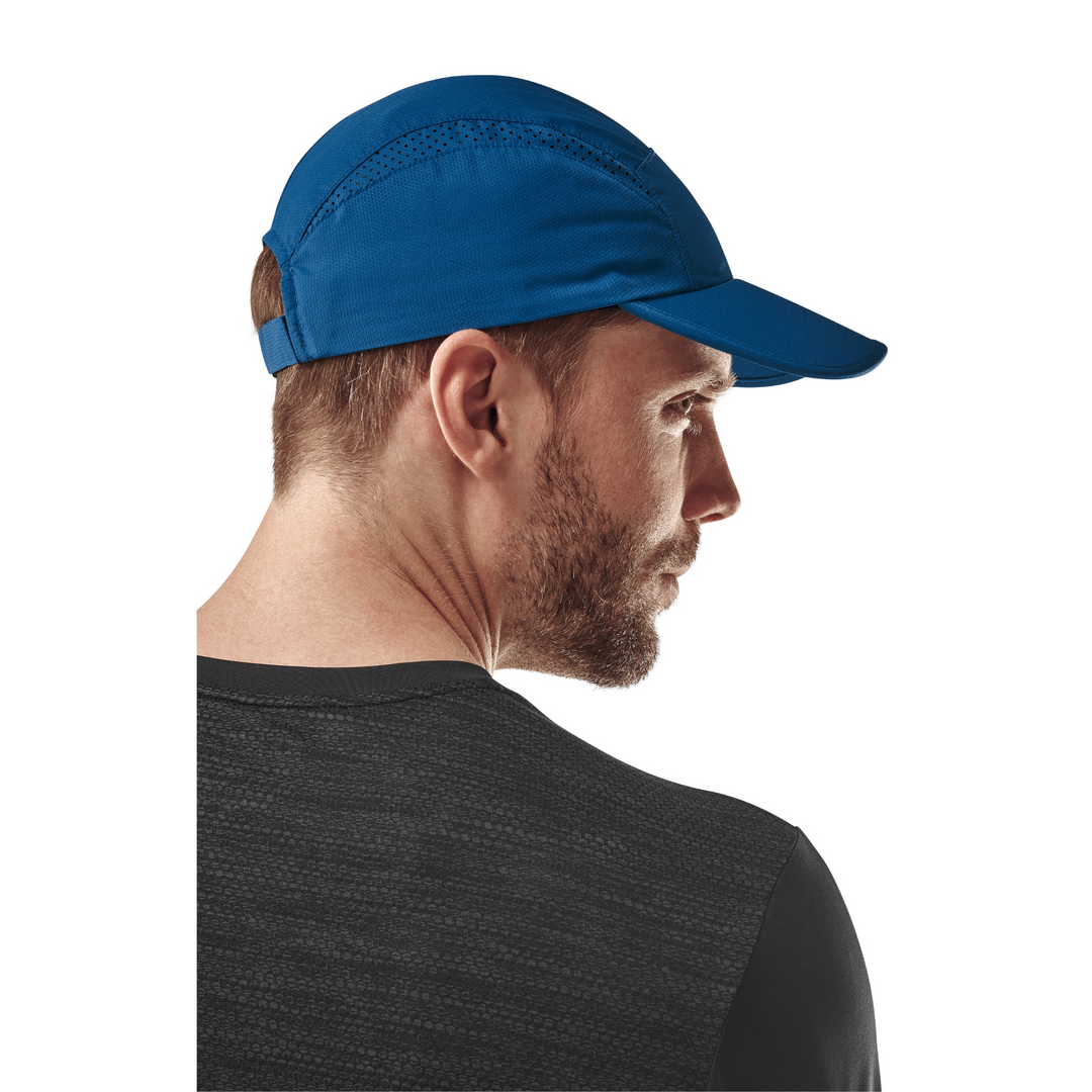 Boné run, azul, modelo com vista traseira, masculino