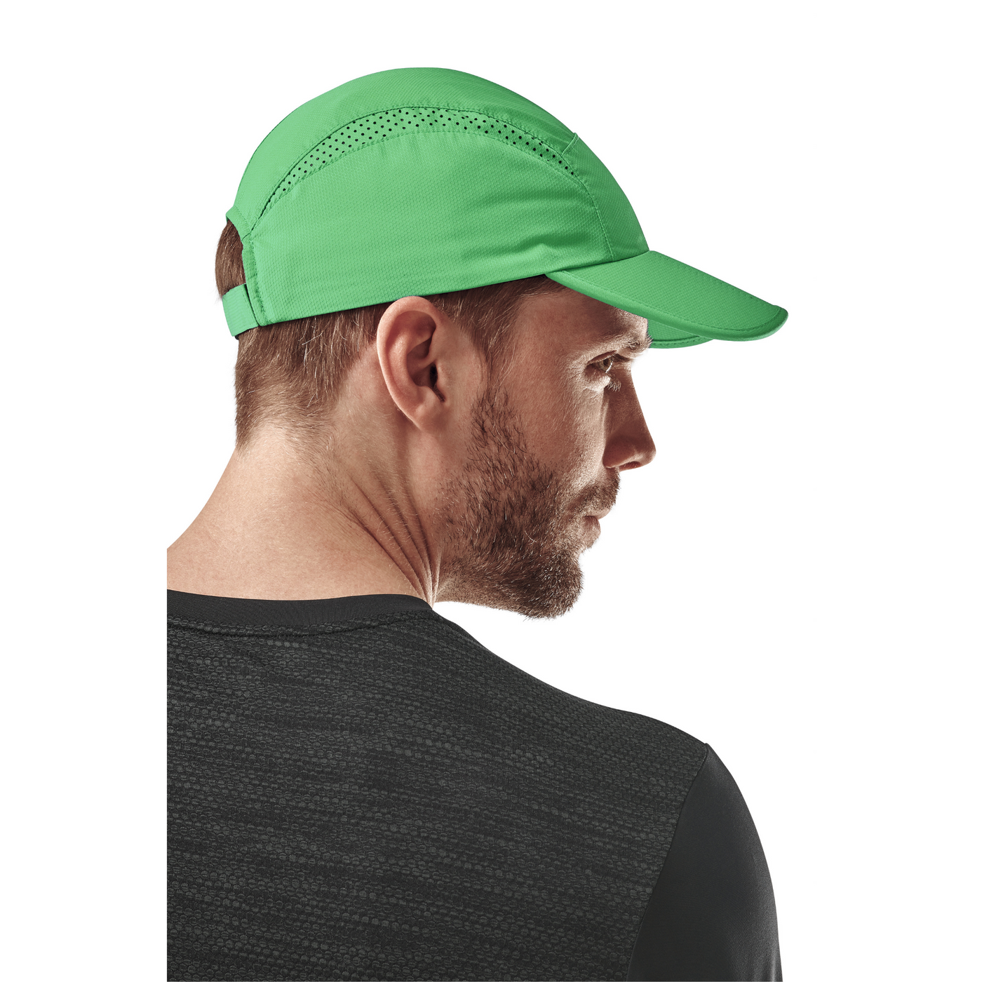 Run Cap, Green, Back View Model, Men