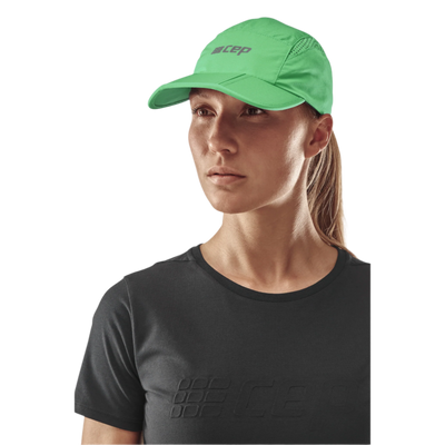 Run Cap, Green, Front View Model, Women