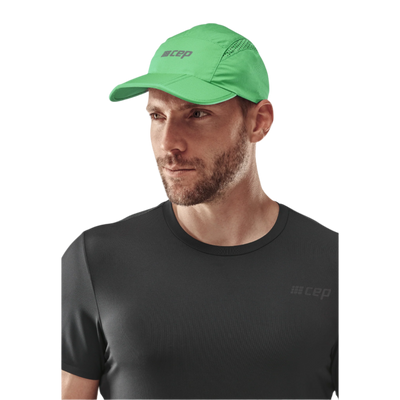 Run Cap, Green, Front View Model, Men