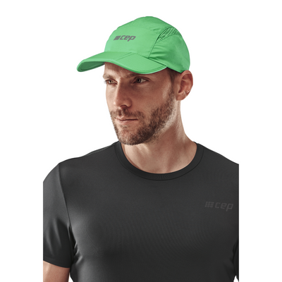 Run Cap, Green, Front View Model, Men