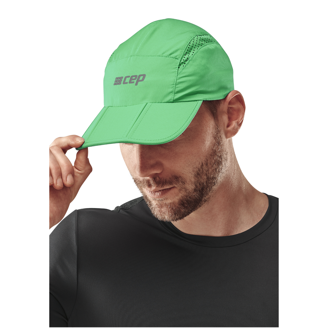 Boné Run, verde, modelo de visão alternativa frontal, masculino