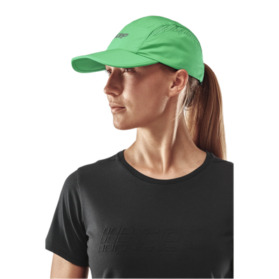Run Cap, Green, Side View Model, Women