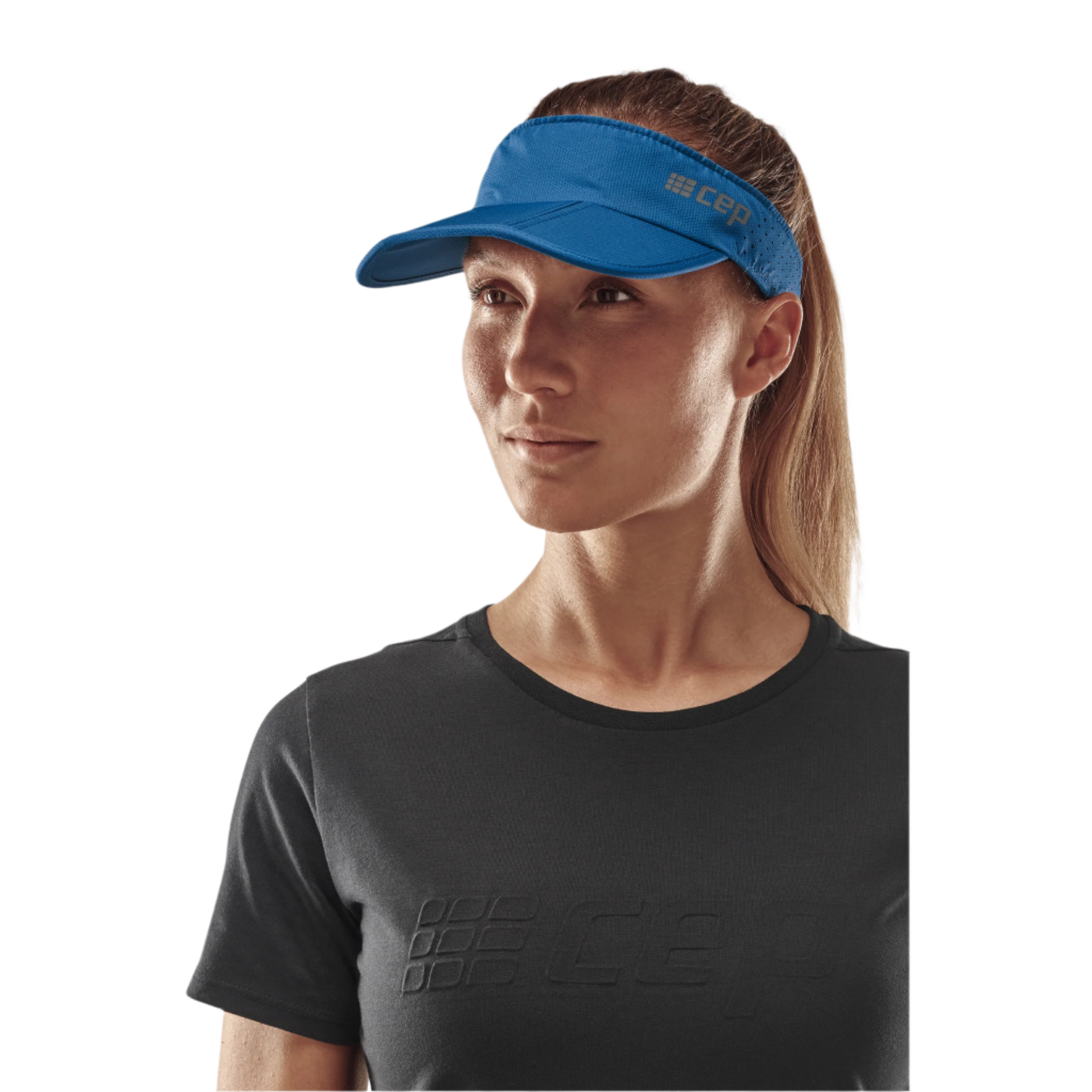 Run Visor, Blue, Front View, Women