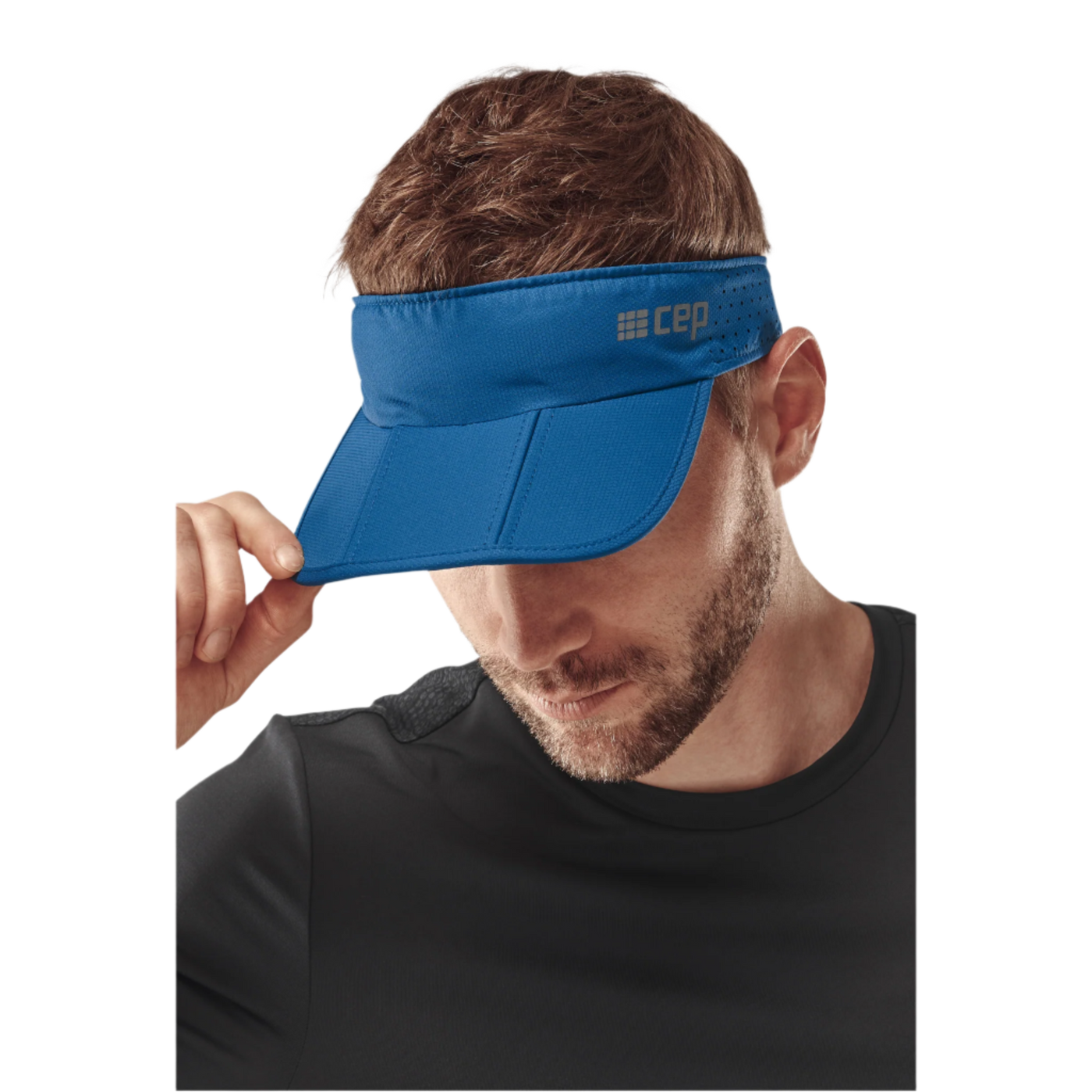 Run Visor, Blue, Front Alternate View, Men