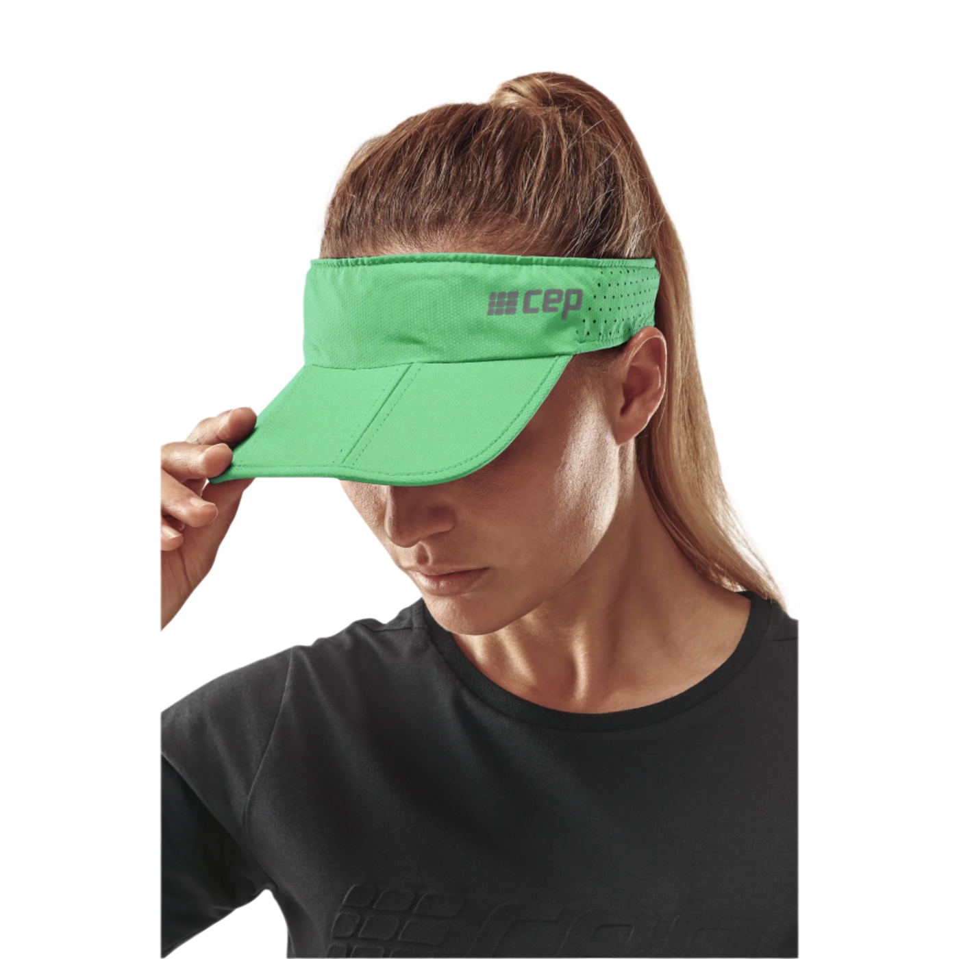 Run Visor, Green, Front Alternate View, Women