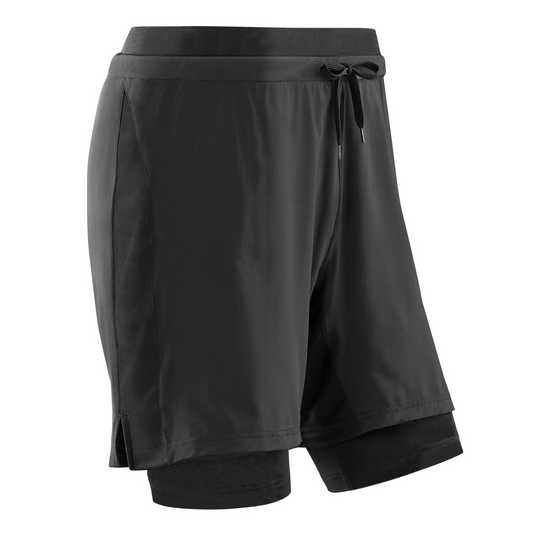 2-in-1 Training Shorts, Men, Black, Front View